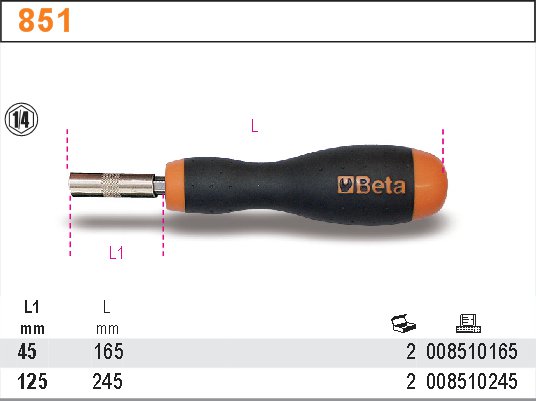Magnetický držák bitů s rukojetí 851/125