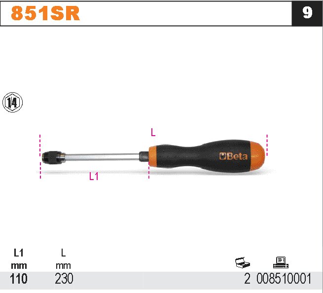 MAGNETICKÝ DRŽÁK BITŮ S RYCHLOUVOLNĚNÍM 1/4-MODEL 851SR
