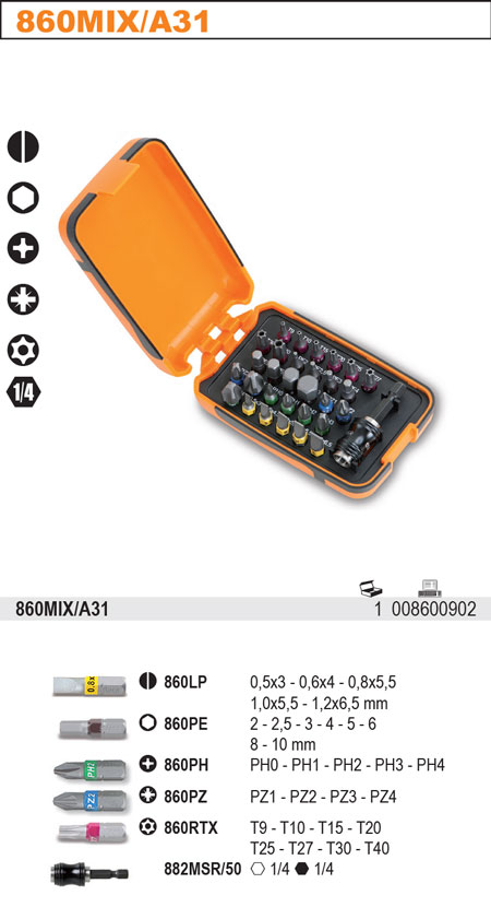 SADA BITŮ-MODEL 860MIX/A31 31 ČÁSTÍ V KRABIČCE Z PVC