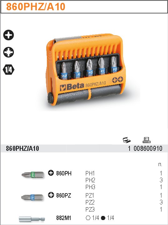 SADA BITŮ-MODEL 860PHZ/A10 11 ČÁSTÍ  V UCHYTU