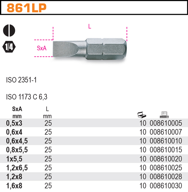 BIT PLOCHÝ-MODEL 861LP 1.2X6.5MM