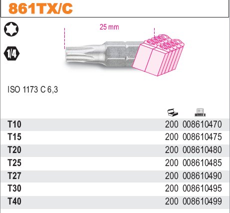 BIT PROFIL TORX-MODEL 861TX TORX T15