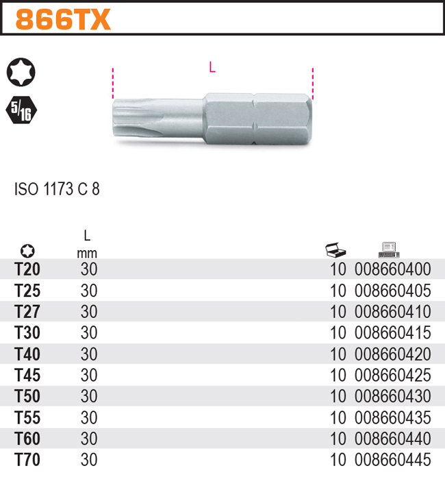BIT TORX-MODEL 866TX T70