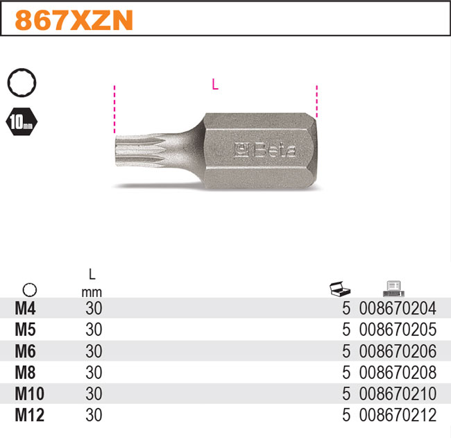 BIT PROFIL XZN-MODEL 867XZN XZN M6