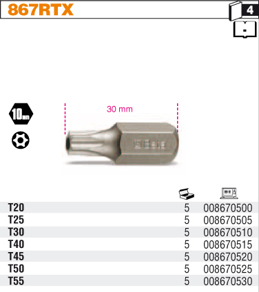 BIT TAMPER RESIST.TORX-MODEL 867RTX TORX 30