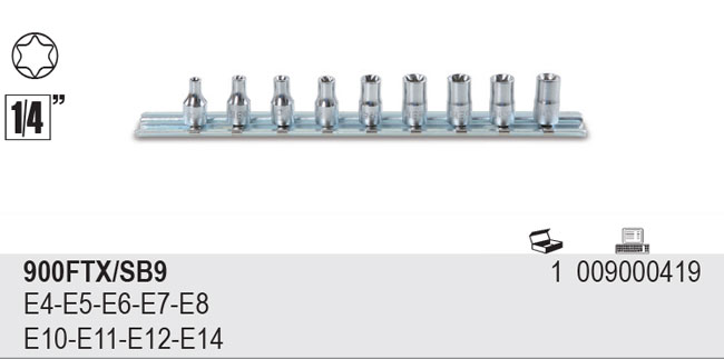 SADA HLAVIC 1/4 PROFIL TORX-MODEL 900FTX 1/4'' PROF.TORX 4-14MM 9 KS''