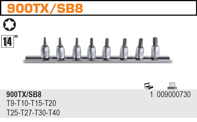 SADA 8KS HLAVICE ZÁSTRČNÁ PROFIL TORX-MODEL 900TX TORX 900TX