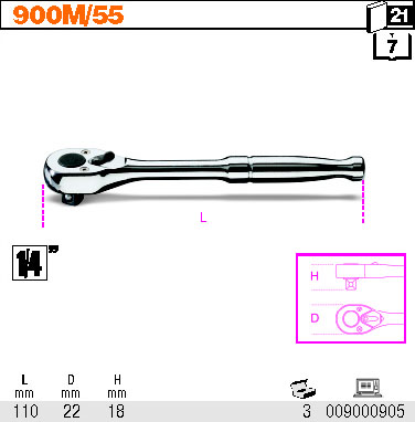 OBOUSMĚRNÁ RÁČNA KOVORÁ RUKOJEŤ-MODEL 900M 1/4''