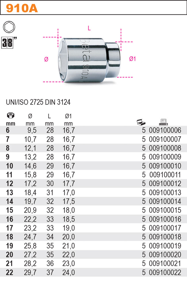 HLAVICE-MODEL 910A 3/8'' 12MM''