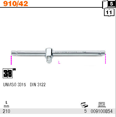 TRHÁK 3/8'' S POSUVNÝM ZABÍRÁKEM-MODEL 910/42''