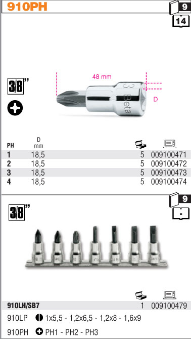 HLAVICE 3/8'' KŘÍŽOVÁ KONCOVKA -MODEL 910PH PH2