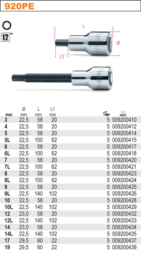 HLAVICE ŠESTIHRAN - 1/2'' IMBUSOVÁ-MODEL 920PE 17MM''