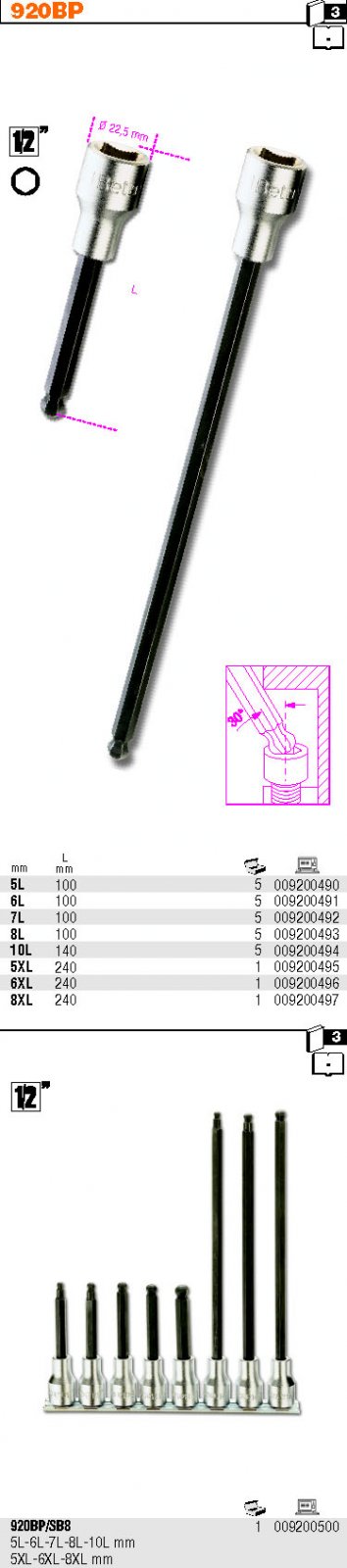 HLAVICE ŠESTIHRAN KULATÁ IMBUSOVÁ-MODEL 920BP DÉLKA 5X100MM