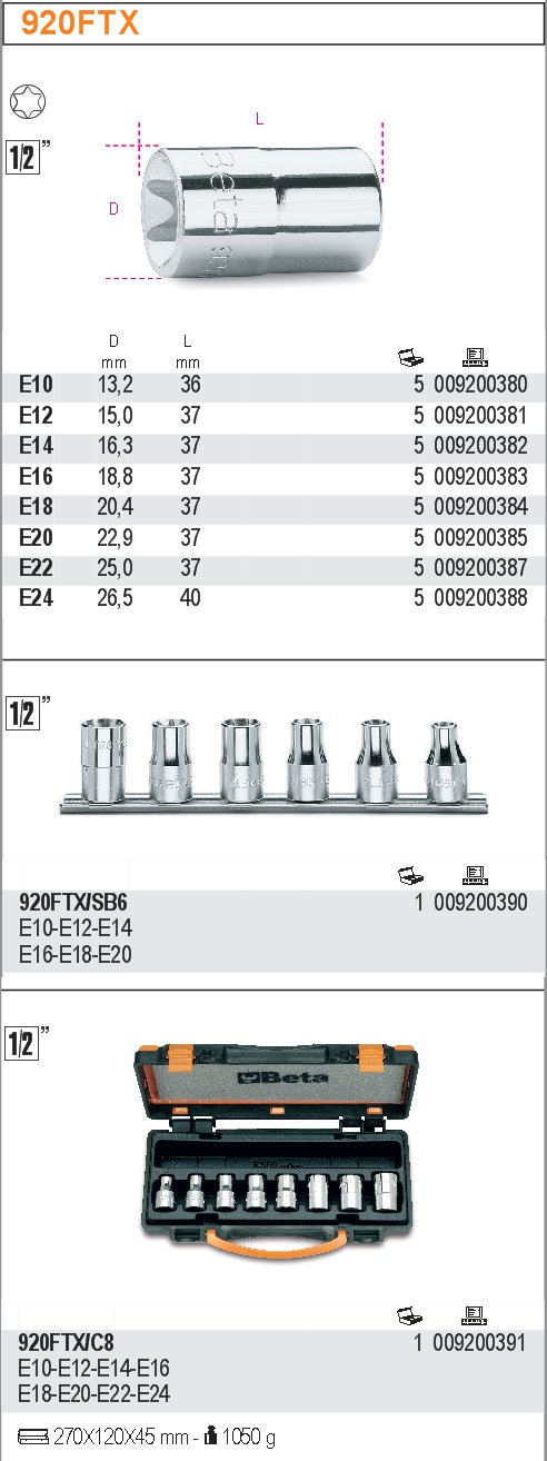 HLAVICE PROFIL TORX VNITŘNÍ-MODEL 920FTX E16
