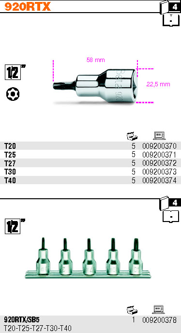 HLAVICE PROFIL TAMPER RESISTANT TORX - 1/2''-MODEL 920RTX T20''