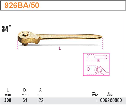 RÁČNA 3/4'' S MECHANICKOU ZÁPADKOU NEJISKŘÍCÍ-MODEL 926BA/50''