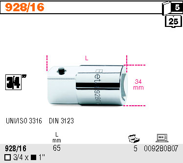 ADAPTÉR-MODEL 928/16 3/4'' NA 1''