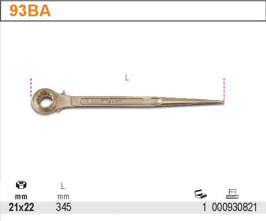 OČKOVÝ KLÍČ OBOUSTRANNÝ VYHNUTÝ NEJISKŘÍCÍ-MODEL 93BA 21X23MM