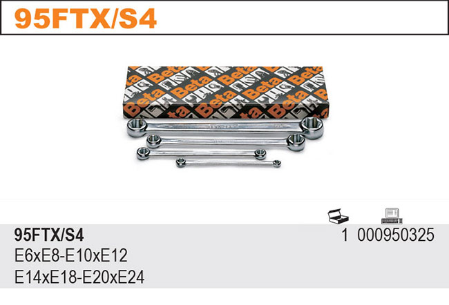 SADA OČKOVÝCH KLÍČŮ OBOUSTRANNÝCH-MODEL 95FTX/S4 4 KSI PROFIL TORX