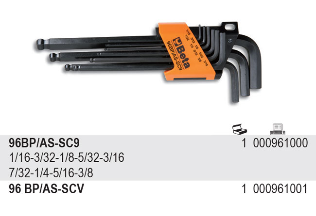 SADA INBUSOVÝCH KLÍČŮ 96 BP/AS-SC9-9 96BP/AS V POUZDŘE