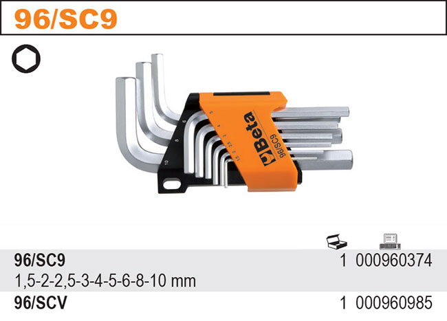 SADA INBUSOVÝCH KLÍČŮ-MODEL 96/SC9 9 KS 1,5-10MM, V UCHYTU