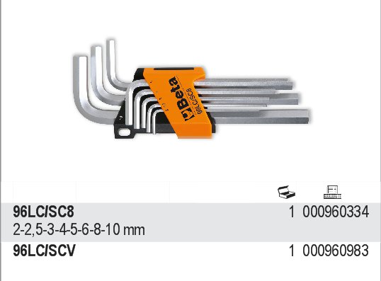 SADA INBUSOVÝCH KLÍČŮ-MODEL 96LC/SC8 8 KS 2-10MM, V UCHYTU