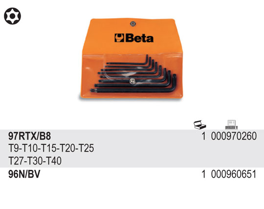 SADA ZÁSTRČNÝCH KLÍČŮ PROFIL TAMPER RESISTANT TORX -MODEL 97RTX/B8 8 KS