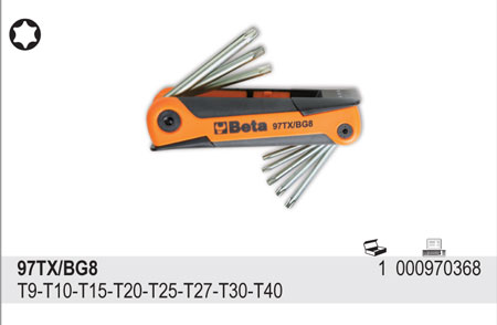 SADA ZÁSTRČNÝCH KLÍČŮ PROFIL TORX, V RUKOJETI-MODEL 97TX/BG8 8 KS
