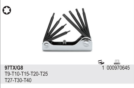 SADA ZÁSTRČNÝCH KLÍČŮ PROFIL TORX, V RUKOJETI-MODEL 97TX/G8 8 KS