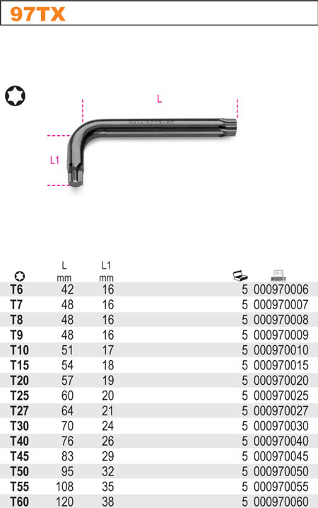 ZÁSTRČNÝ KLÍČ PROFIL TORX-MODEL 97TX T27