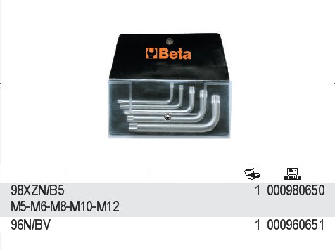 SADA ZÁSTRČNÝCH KLÍČŮ PROFIL XZN-MODEL 98XZN/B5 5 KS M5 - M12,  V POUZDŘE