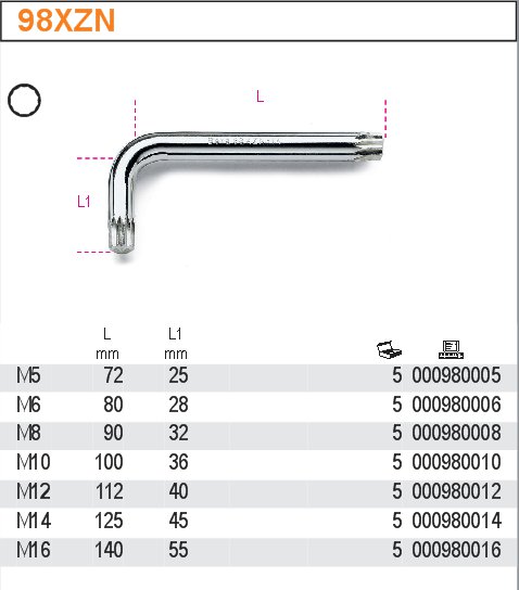 ZÁSTRČNÝ KLÍČ PROFIL XZN-MODEL 98 XZN M14MM
