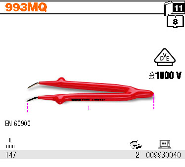 PINZETA VYHNUTÁ IZOLACE 1000V-MODEL 993MQ