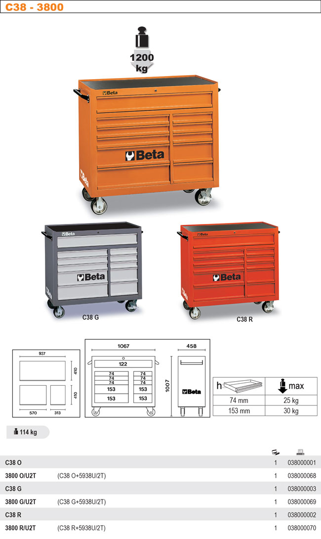 VOZÍK NÁŘAĎOVÝ -MODEL 3800/C38O C38 ORANŽOVÝ