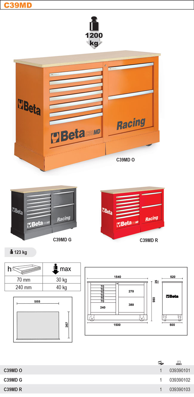 VOZÍK NÁŘAĎOVÝ C39 TYP RACING MD-MODEL 3900/C39MPRO ORANŽOVÝ