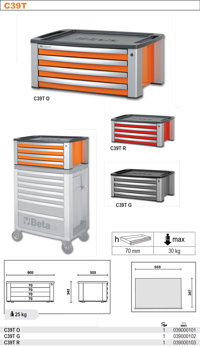 SKŘÍNKA NÁŘAĎOVÁ C39T -MODEL 3900 4 ŠUPLÍKY ČERVENÁ