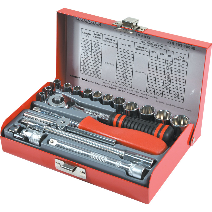 Sada hlavic 1/4" - metrická 19.dílná sada KEN5828800K